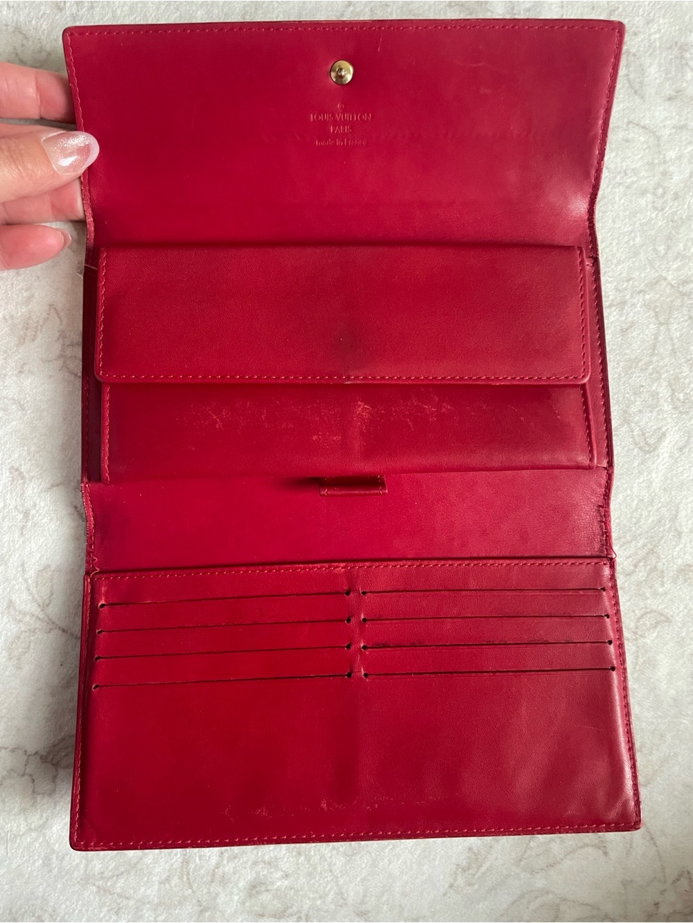 Louis Vuitton Red Patent Vernis Monogram Long Wallet - with COA - Picture 7 of 12